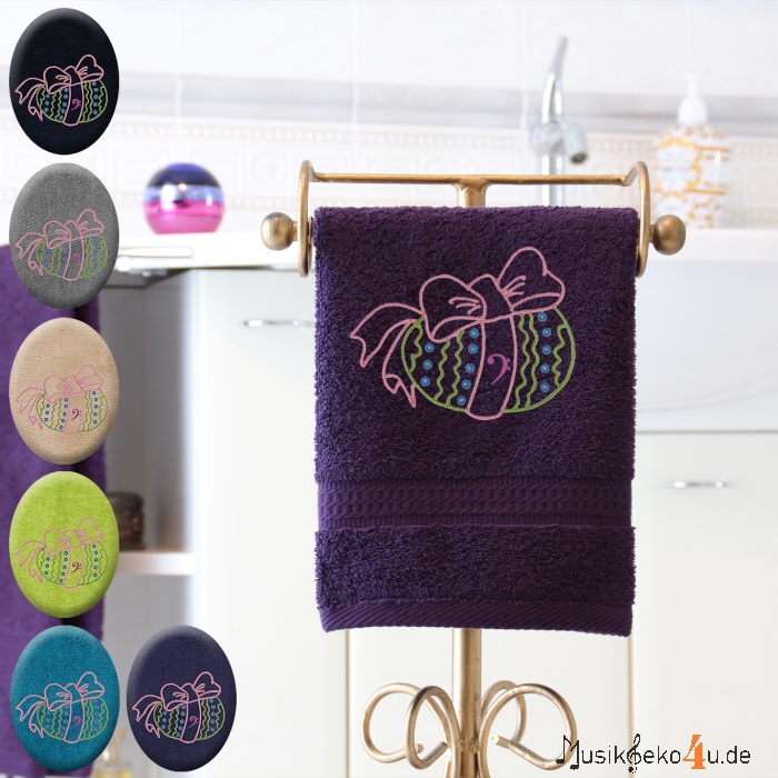 Osterei Bassschlüssel - Handtuch bestickt, mehrere Farben und Größen
