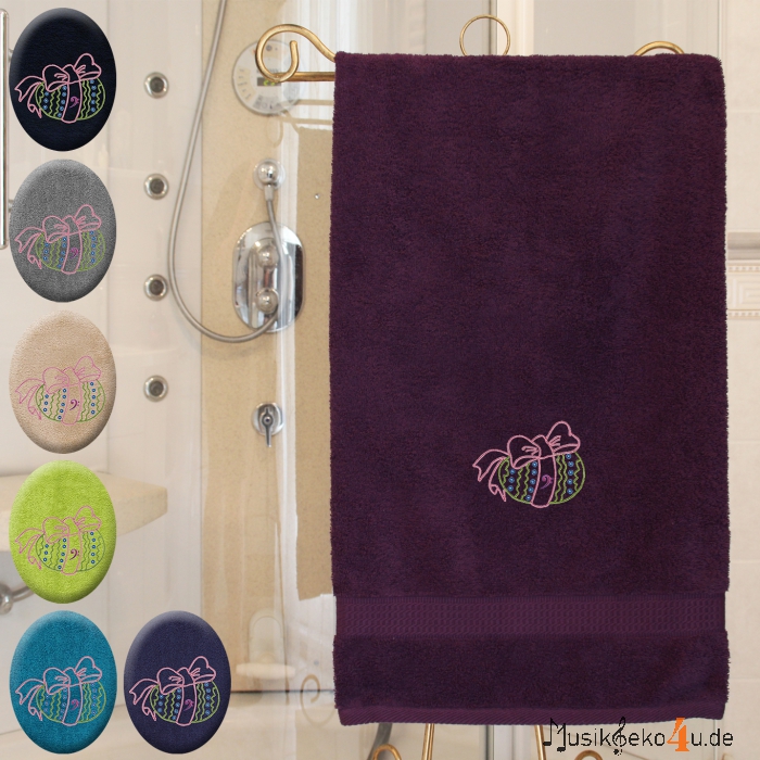 Osterei Bassschlüssel - Handtuch bestickt, mehrere Farben und Größen