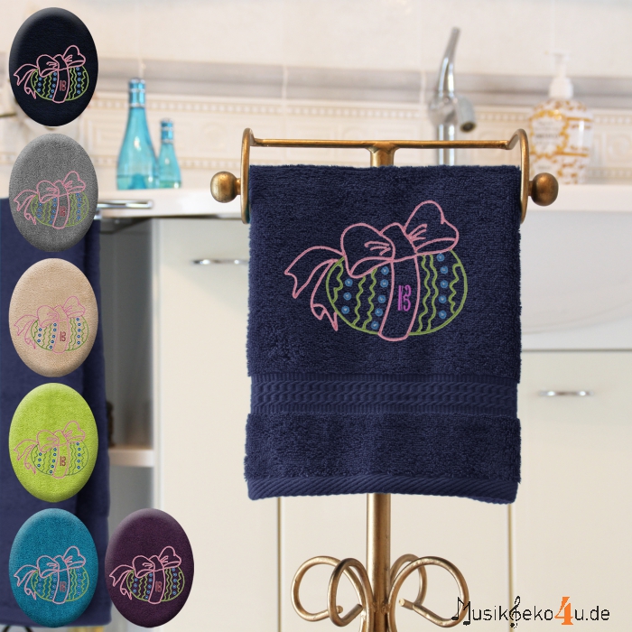 Osterei Altschlüssel - Handtuch bestickt, mehrere Farben und Größen
