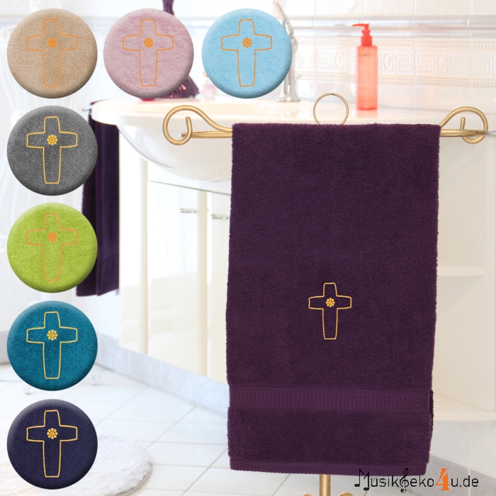 Kreuz - Handtuch, farbig in verschiedenen Größen mit einem Kreuz bestickt