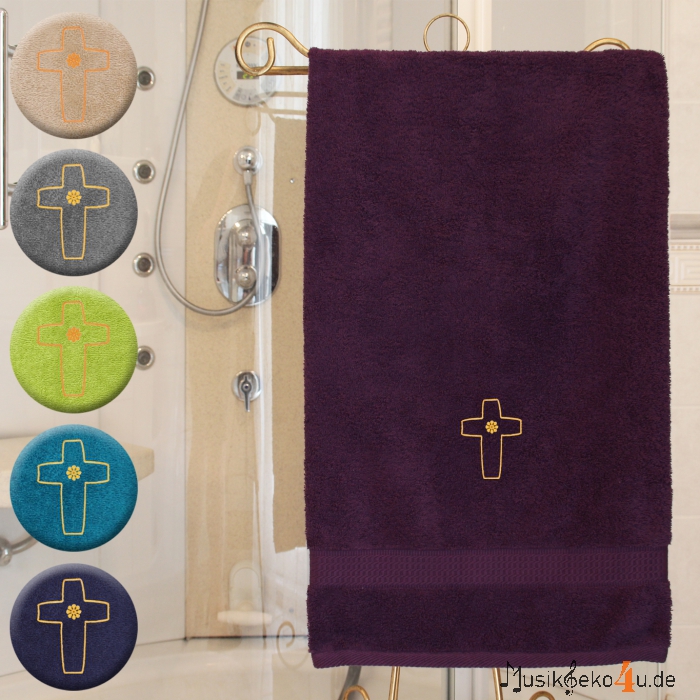 Kreuz - Handtuch, farbig in verschiedenen Größen mit einem Kreuz bestickt