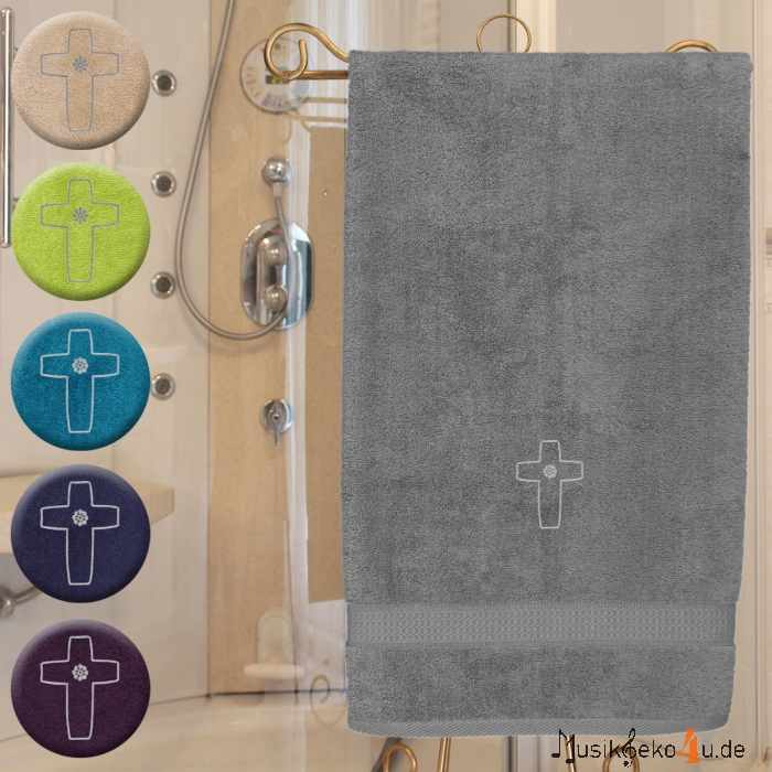 Kreuz - Handtuch, farbig in verschiedenen Größen mit einem Kreuz bestickt