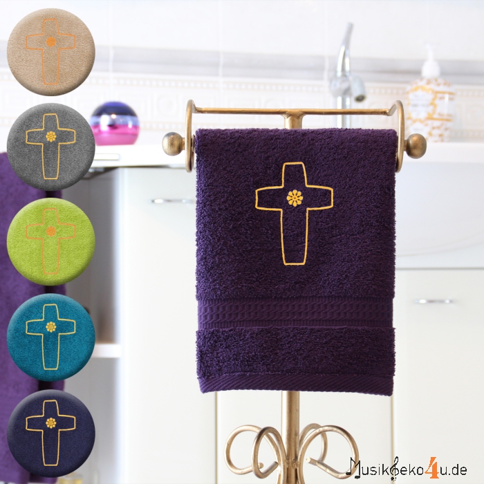 Kreuz - Handtuch, farbig in verschiedenen Größen mit einem Kreuz bestickt
