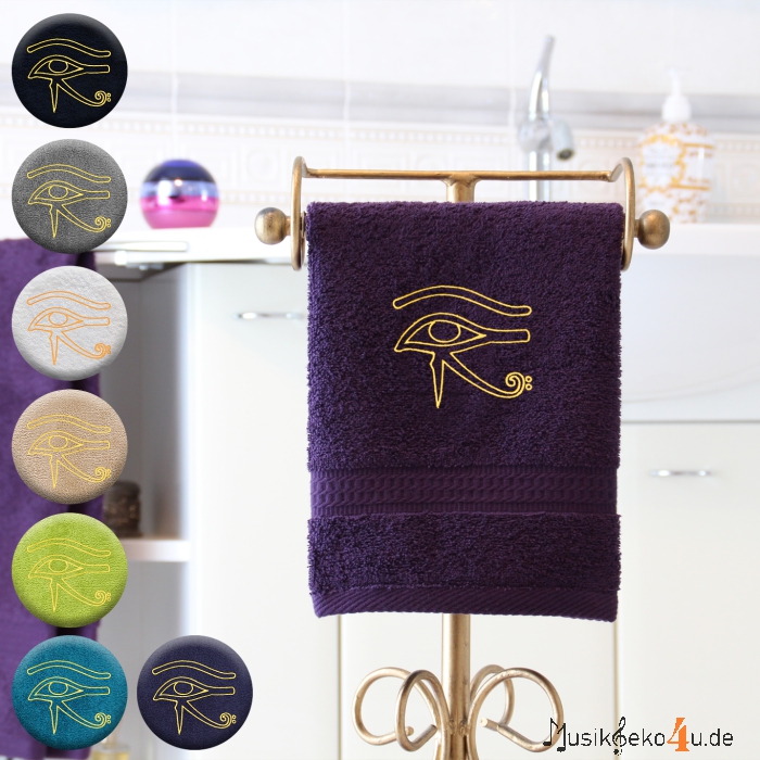 Horus Auge - Handtuch, farbig in mehreren Größen, mit Horus Auge bestickt