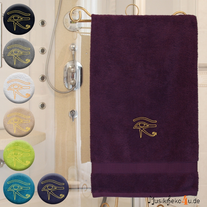 Horus Auge - Handtuch, farbig in mehreren Größen, mit Horus Auge bestickt