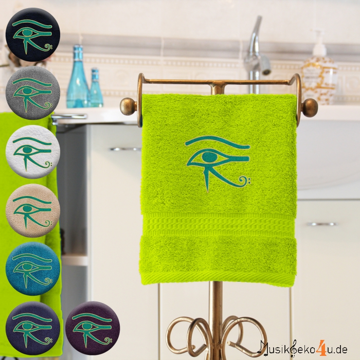 Horus Auge - Handtuch, farbig in mehreren Größen, mit Horus Auge bestickt
