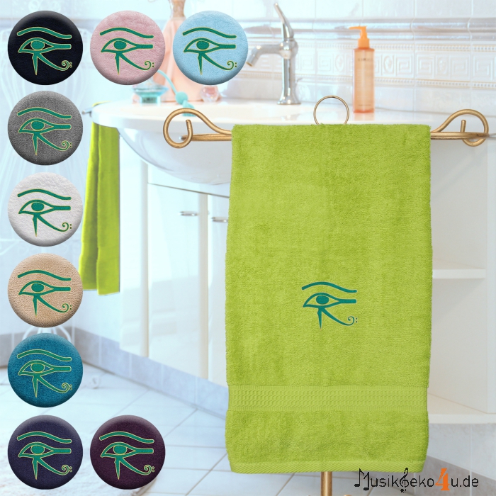 Horus Auge - Handtuch, farbig in mehreren Größen, mit Horus Auge bestickt