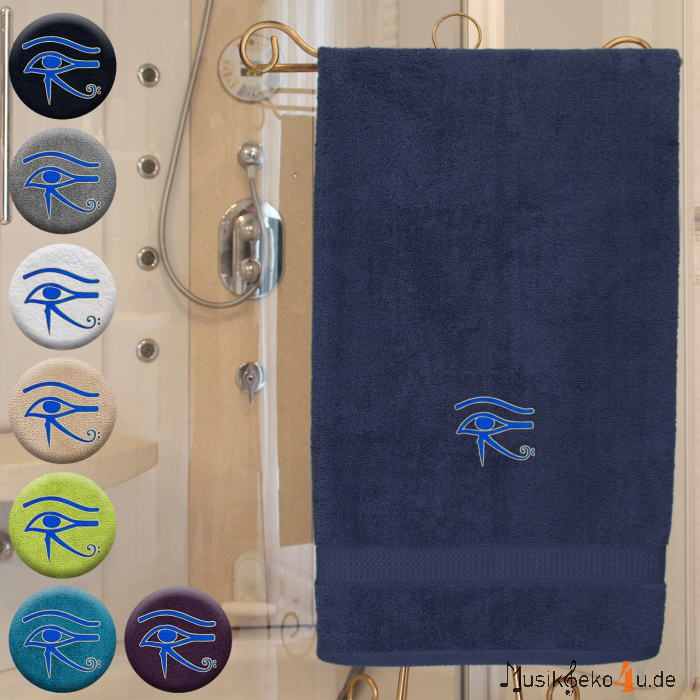 Horus Auge - Handtuch, farbig in mehreren Größen, mit Horus Auge bestickt