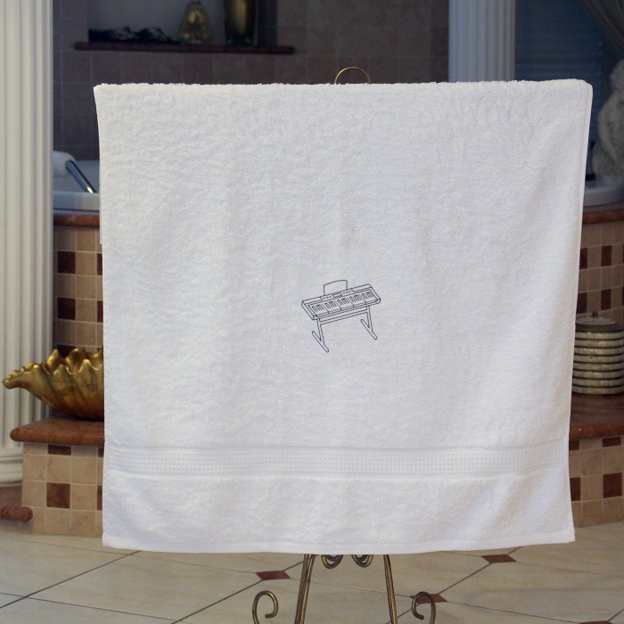 Keyboard - Handtuch, weiß in verschiedenen Größen mit Keyboard bestickt