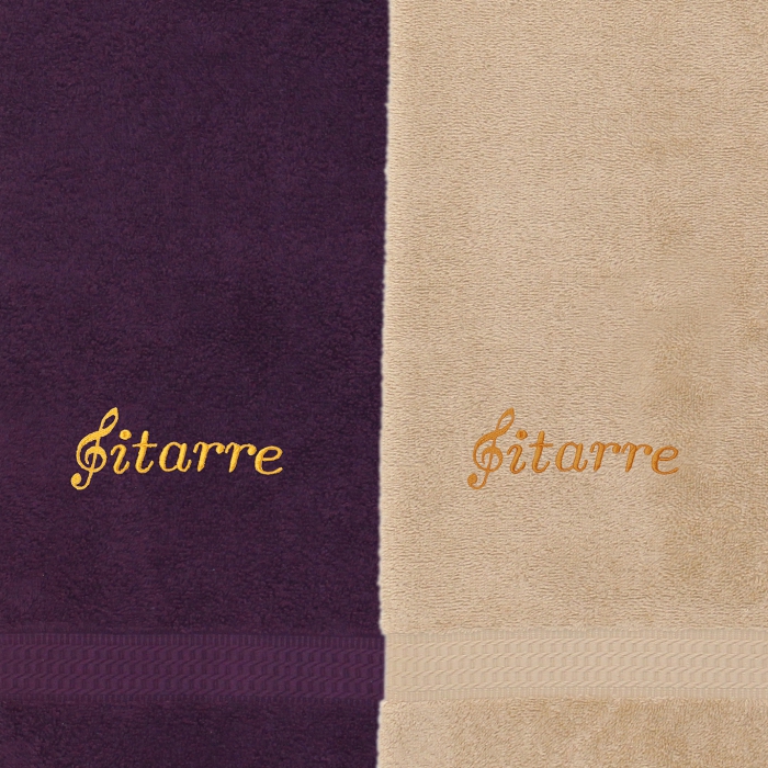 Gestickter Schriftzug Gitarre, Handtücher in mehreren Farben und Größen