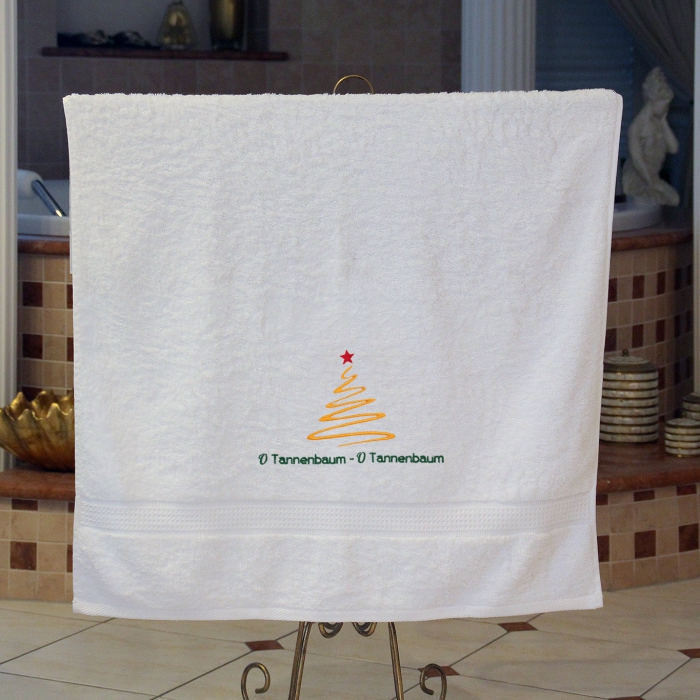 Handtuch weiß, mehrere Größen, mit abstrakten Tannenbaum bestickt
