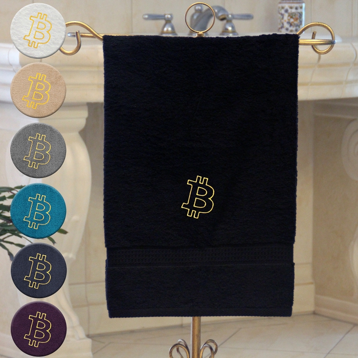 Bitcoin - Handtuch, mehrere Farben mit einem Bitcoin bestickt