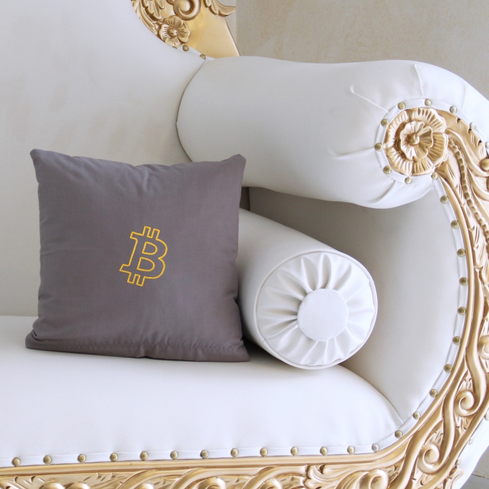 Mini-Kissen mehrere Farben 30 x 30 cm, mit offenen Bitcoin bestickt
