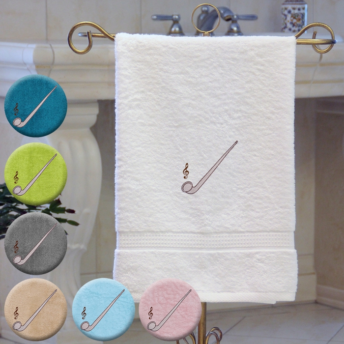 Alphorn - Handtuch, mehrere Farben und Größen, Alphorn mit Notenschlüssel bestickt