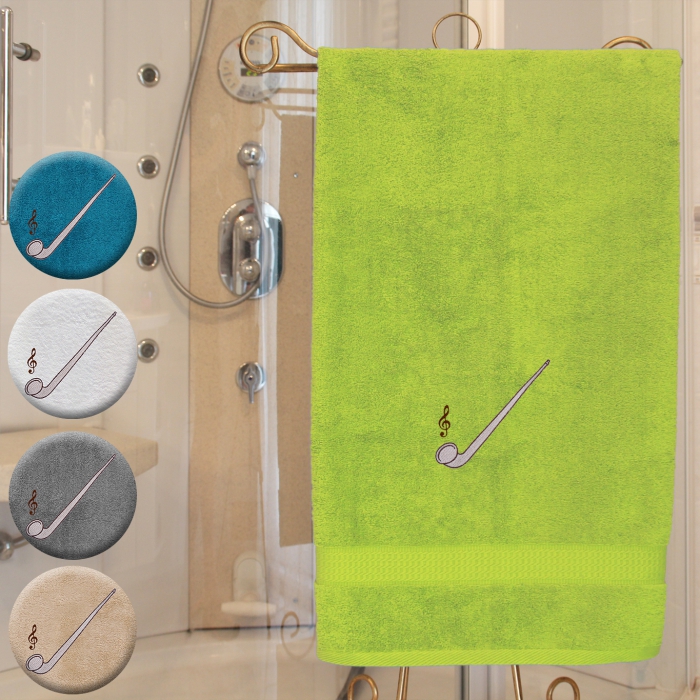 Alphorn - Handtuch, mehrere Farben und Größen, Alphorn mit Notenschlüssel bestickt