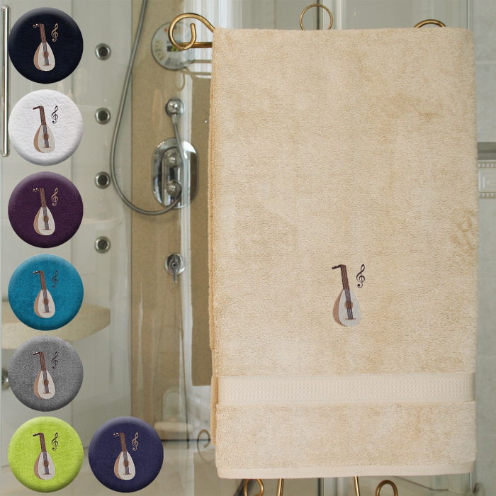 Laute - Handtuch, mehrere Farben und Größen, Laute mit Notenschlüssel bestickt