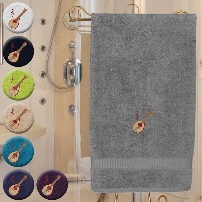 Mandoline - Handtuch, mehrere Farben und Größen, Mandoline mit Notenschlüssel bestickt