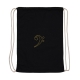 Turn- bzw. Wäschebeutel schwarz mit goldenem Bass- bzw. F-Schlüssel bestickt
