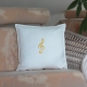 Kissenbezug 50 x 50 cm Ivory, mit goldenem Violinschlüssel bestickt