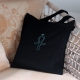 Baumwolltasche schwarz, mit einem altägyptischen Ankh bestickt