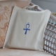 Baumwolltasche naturweiß mit einem altägyptischen Ankh bestickt