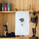 Geschirrtuch 50 x 70 cm, weiß mit der Büste der Nofretete bestickt