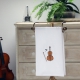 Geschirrtuch 50 x 70 cm, weiß mit Kontrabass und Bassschlüssel bestickt