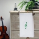 Geschirrtuch 50 x 70 cm, weiß mit Violinschlüssel bestickt