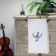 Geschirrtuch 50 x 70 cm, weiß Herz-Violinschlüssel mit schwarzen Flügeln bestickt