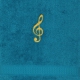 Handtuch Türkis, in verschiedenen Größen mit Violinschlüssel bestickt