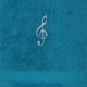 Handtuch Türkis, in verschiedenen Größen mit Violinschlüssel bestickt