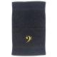 Handtuch in verschiedenen Größen schwarz mit goldenem Bassschlüssel bestickt