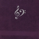 Handtuch Aubergine, in verschiedenen Größen mit Klavier Notenschlüsseln bestickt