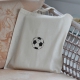 Baumwolltasche mit einem Fußball bestickt, in naturweiß
