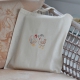 Baumwolltasche mit Hühnern bestickt, in naturweiß