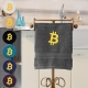 Bitcoin - Gästehandtuch, mehrere Farben mit einem Bitcoin bestickt