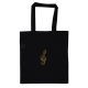 Baumwolltasche schwarz mit goldenem Violin- bzw. G-Schlüssel bestickt