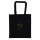 Baumwolltasche schwarz mit goldenem Bass- bzw. F-Schlüssel bestickt