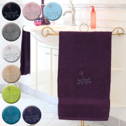 Tauben - Handtuch, farbig in mehreren Größen, zwei verliebten Tauben und einem Herz bestickt