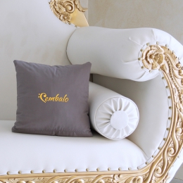 Mini-Kissen Grau 30 x 30 cm, Namenszug Tasteninstrument, gestickt