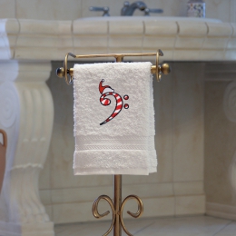 Handtuch farbig, mehrere Größen, F-Schlüssel als Zuckerstange, bestickt