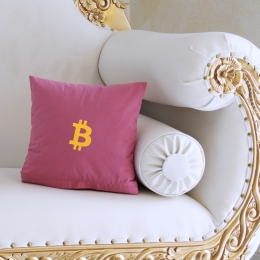 Mini-Kissen mehrere Farben 30 x 30 cm, mit gefüllten Bitcoin bestickt