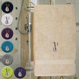 Laute - Handtuch, mehrere Farben und Größen, Laute mit Notenschlüssel bestickt