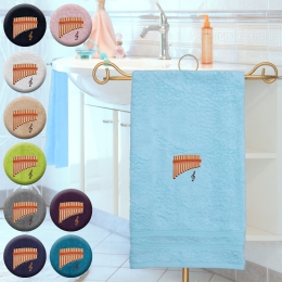 Panflöte - Handtuch, mehrere Farben und Größen, Panflöte mit Violinschlüssel bestickt