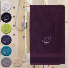 Zungentrommel - Handtuch, mehrere Farben und Größen, mit Zungentrommel ( Sonodrum) und Violinschlüssel bestickt