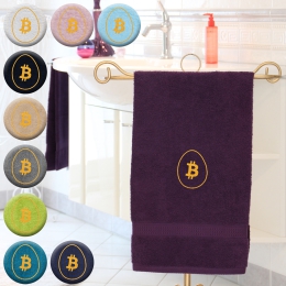 Bitcoin Osterei - Handtuch farbig, in verschiedenen Größen mit einem Bitcoin und Osterei bestickt